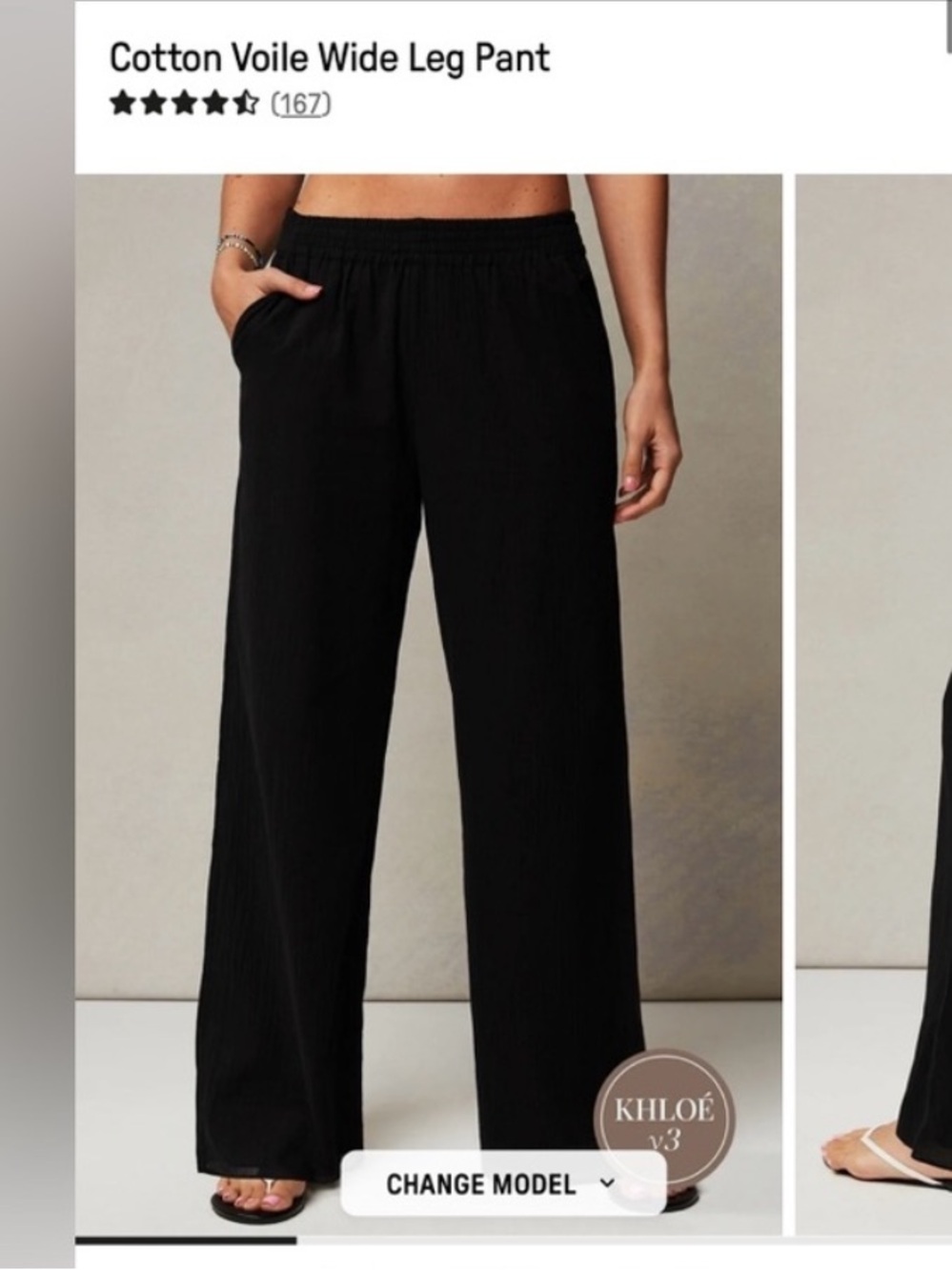 New Fabletics Black Cotton Voile Wide Leg Pants XS
